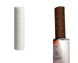 picture showing the inside of a filter before and after use. RO filter before and after